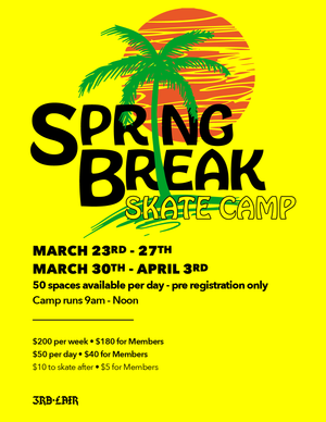 Registration for Spring Break Skateboard Camps is Open