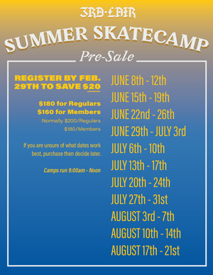 Summer 2020 Skateboard Camp Early Registration Discounts are now available