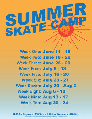 Summer Skateboard Camp Single Day Registration is now available