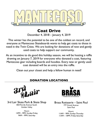 Montecoso Coat Drive Dec 4, 2018 - Jan 4, 2019