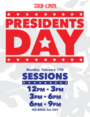 Presidents Day Open Riding Session Times - Monday Feb 17