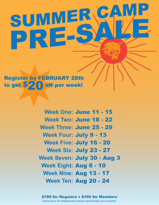 Summer 2018 Skateboard Camp Pre-Sale now open