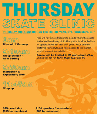 New Thursday Morning Clinics start up Sep 13, 2018