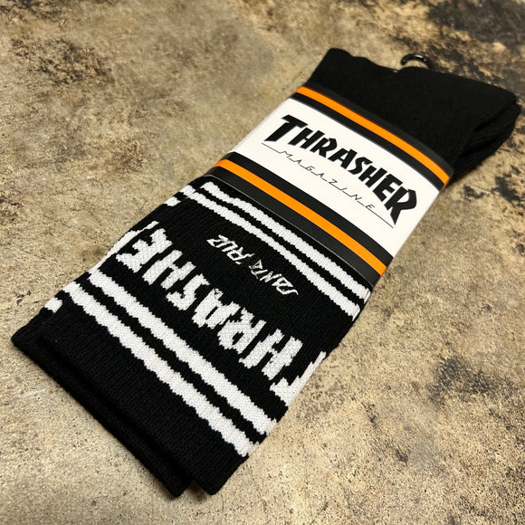 THRASHER X SANTA CRUZ STRIP CREW SOCKS (BLACK / 9-11)