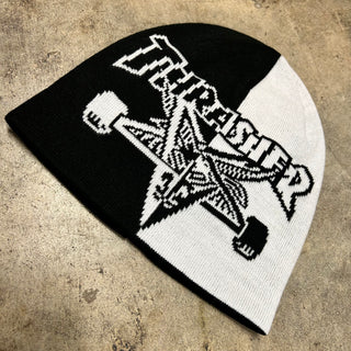 THRASHER SKATEGOAT SPLIT BEANIE (BLACK/WHITE)