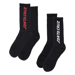 SANTA CRUZ SOLID STRIP 2-PACK CREW SOCKS (BLACK/MULTI)