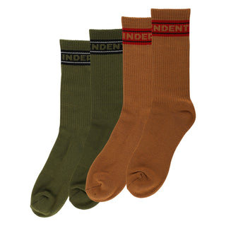 INDEPENDENT BAR LOGO 2-PACK CREW SOCKS (SAND/ARMY)