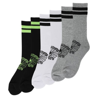 CREATURE WEB CREW 3-PACK CREW SOCKS (BLACK/WHITE/GREY HEATHER)