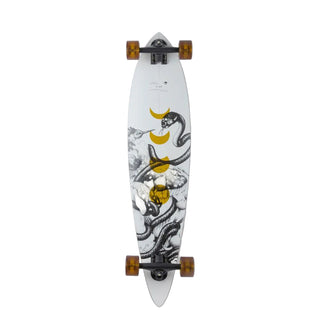 Skateboard with a snake design on a white background
