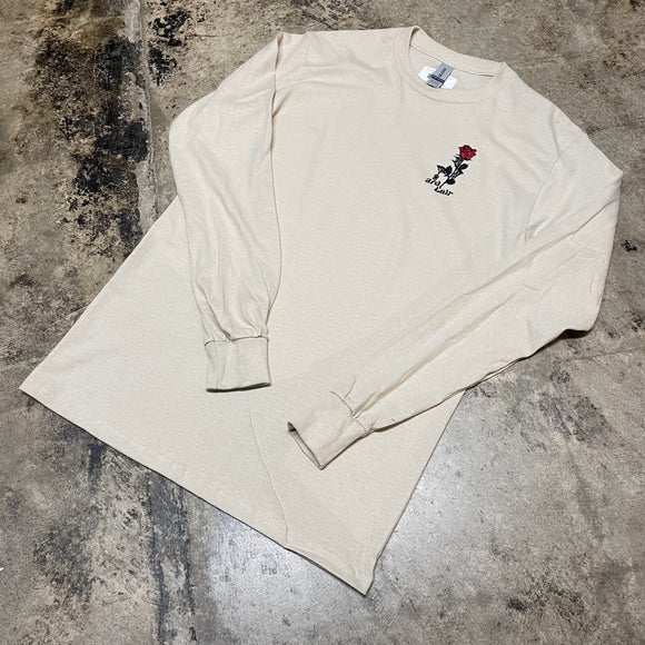 3RD LAIR EMBROIDERED ROSE LONG SLEEVE T SAND