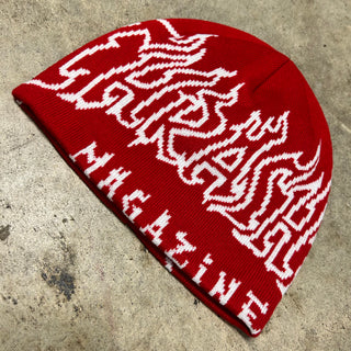 THRASHER FIRE OUTLINED SKULLY BEANIE (RED)