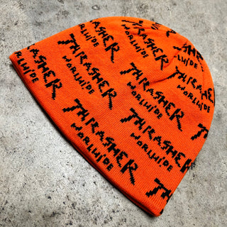 THRASHER WORLDWIDE SKULLY BEANIE (ORANGE)