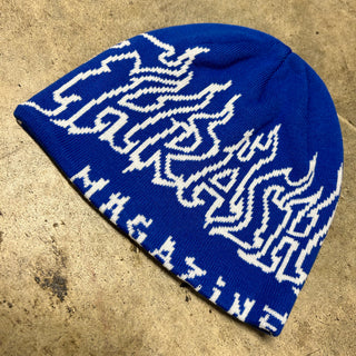 THRASHER FIRE OUTLINED SKULLY BEANIE (BLUE)