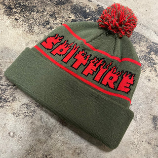 SPITFIRE OLD E BEANIE (OLIVE/RED)