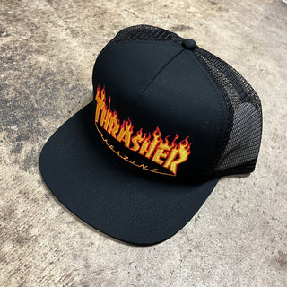 THRASHER FLAME TRUCKER HAT (BLACK)