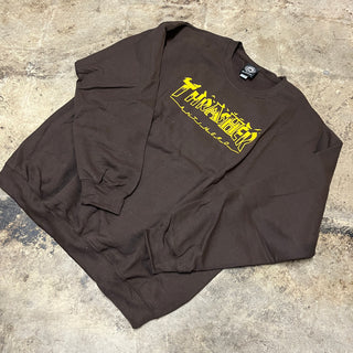 THRASHER X ANTI HERO PIGEON MAG CREWNECK (DARK CHOCOLATE)