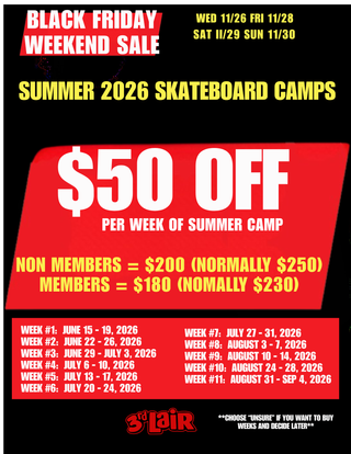 SUMMER SKATE CAMP 2026 BLACK FRIDAY DEAL