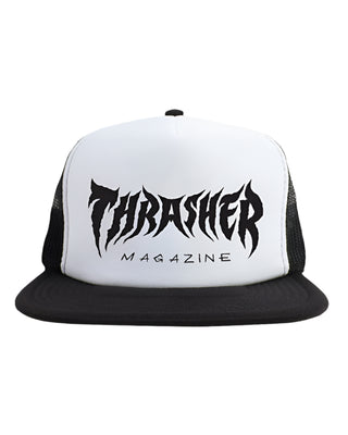 Thrasher Mag Metal mesh trucker hat.