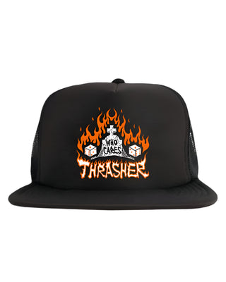 Tharsher Mag has teamed up with Neckface to produce the "Who Cares" Tracker hat.
