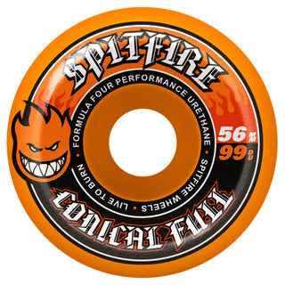 SPITFIRE F4 CONICAL FULL ORANGE WHEELS (56MM / 99D)