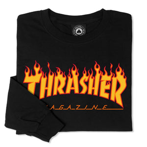 THRASHER FLAME L/S (BLACK)